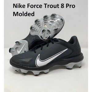 MOLDED Men's Size 10.5  Nike Force Trout 8 Grey Black Baseball Cleat CZ5914 011